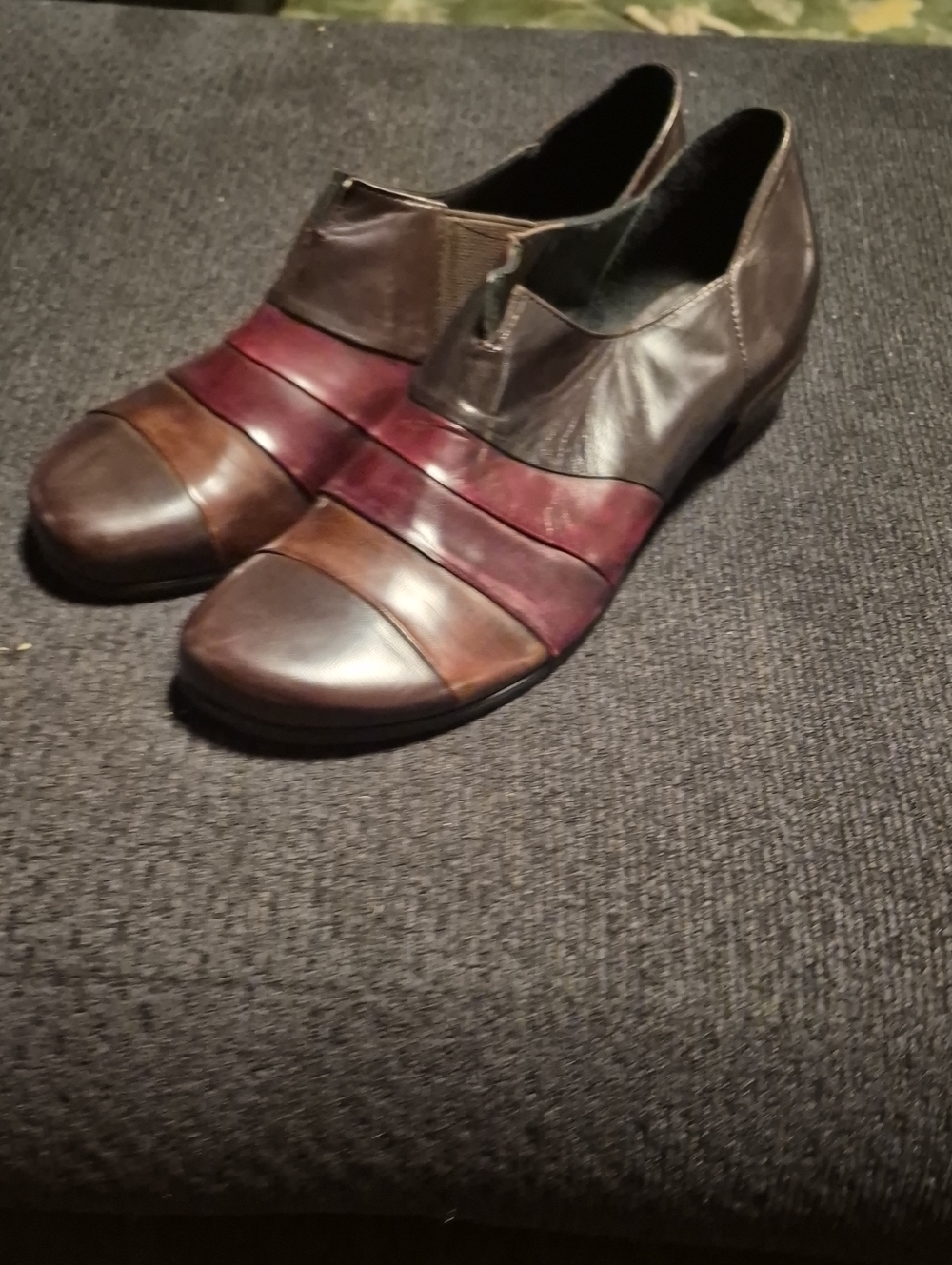 Spring Step Two-Tone Brown and Burgundy Leather Oxfords